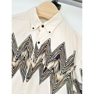 VTG Brooks & Dunn‎ western Panhandle  Mens 17 baige Aztec Western Button Up 90s